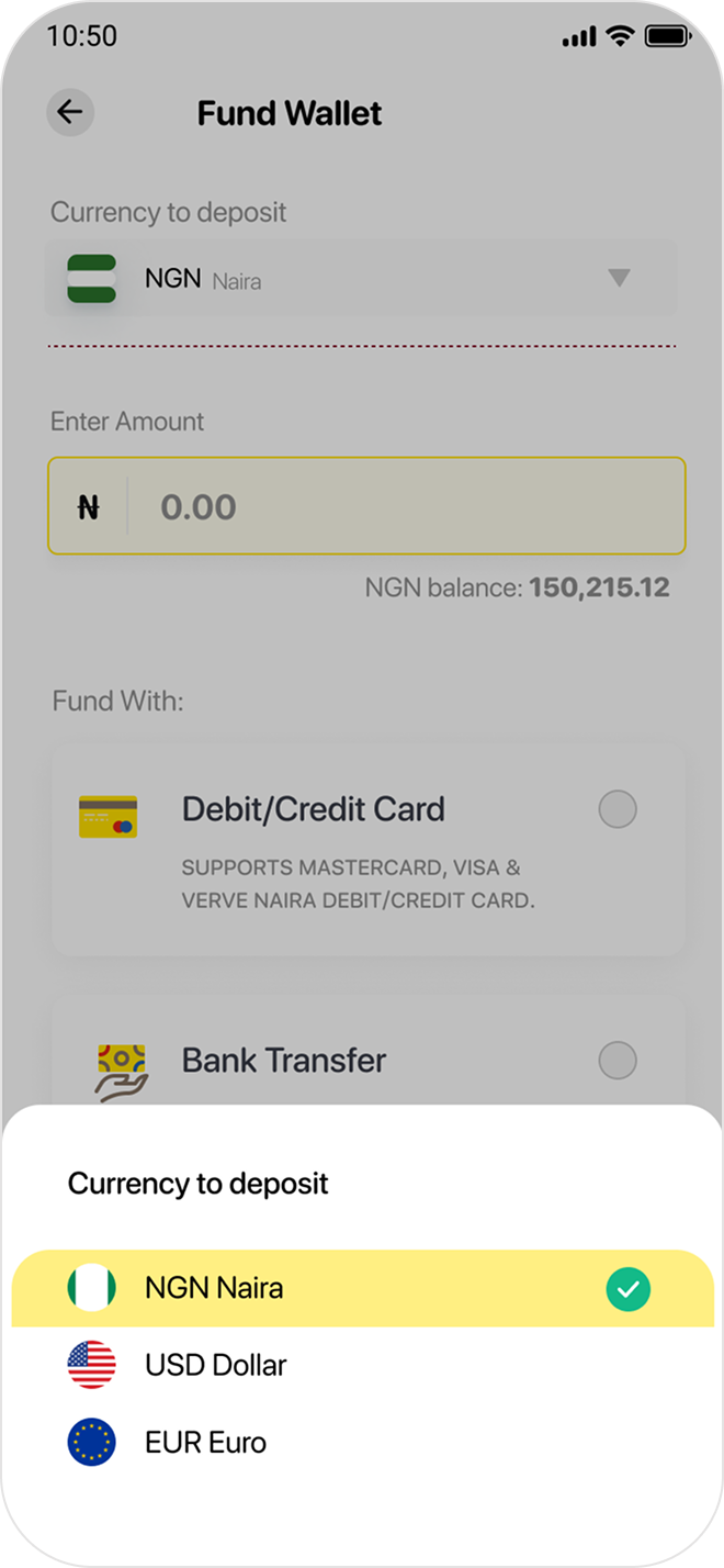 Select currency